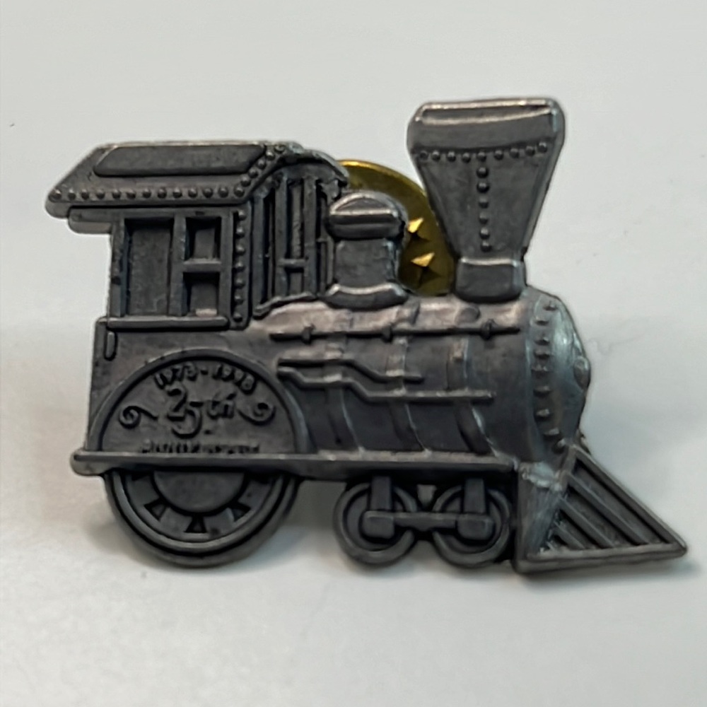 Vintage 1998 HMK Train 25th Anniversary Tie Tack Steam Engine Pin